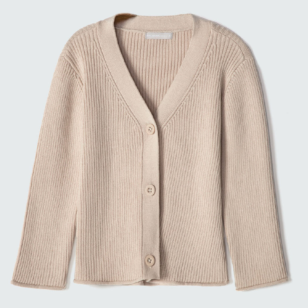 Cardigan Manga Longa Tricot Cáqui Hering Infantil - Feminino