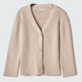 Cardigan Manga Longa Tricot Cáqui Hering Infantil - Feminino