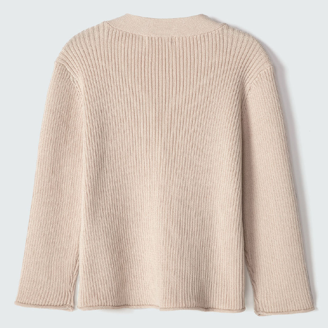 Cardigan Manga Longa Tricot Cáqui Hering Infantil - Feminino