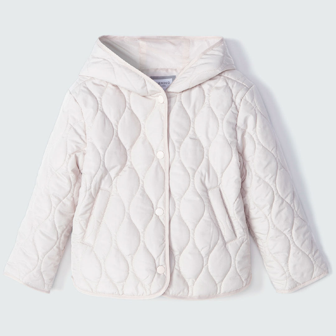 Jaqueta Puffer com Capuz Off White Hering Infantil - Feminina