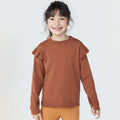 Blusão Manga Longa em Tricot Babado na Manga Marrom Hering Infantil - Feminino