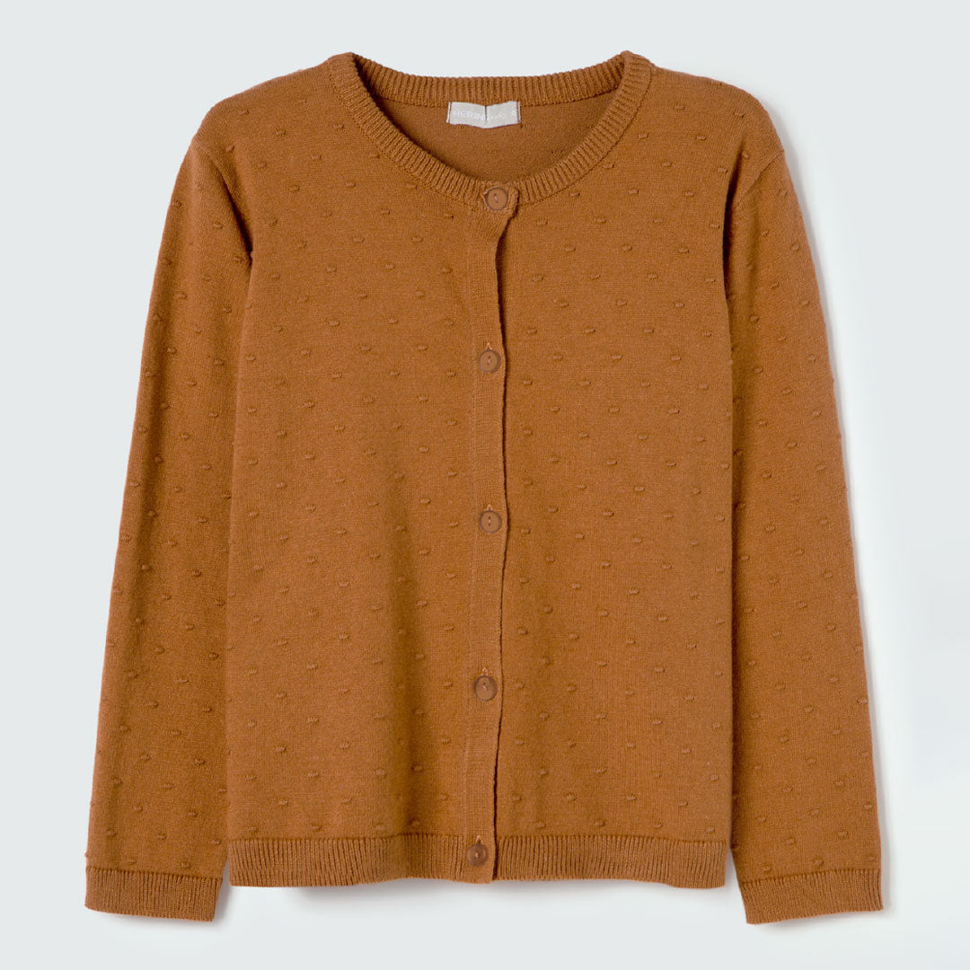 Cardigan Manga Longa Tricot Caramelo Hering Infantil - Feminino