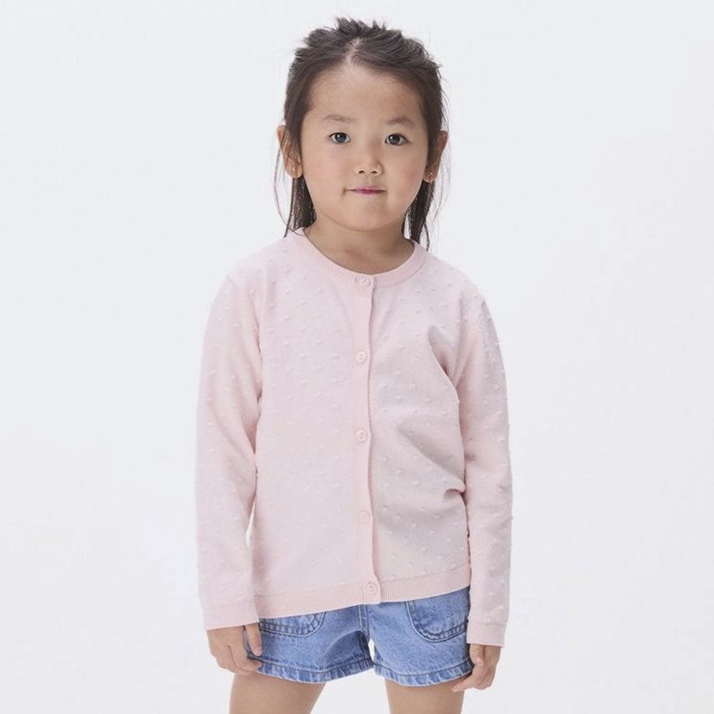 Cardigan Manga Longa Tricot Rosa Hering Infantil – Feminino