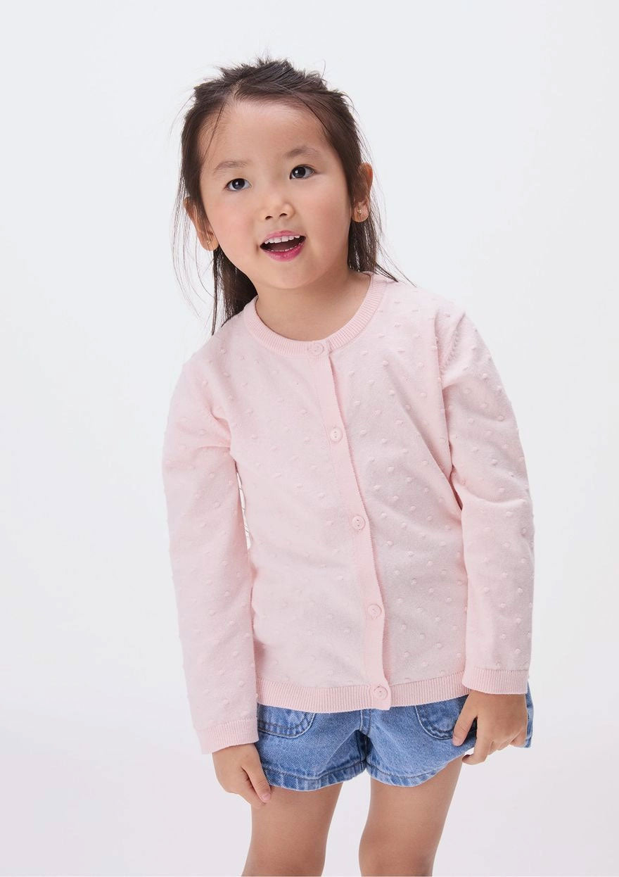 Cardigan Manga Longa Tricot Rosa Hering Infantil – Feminino