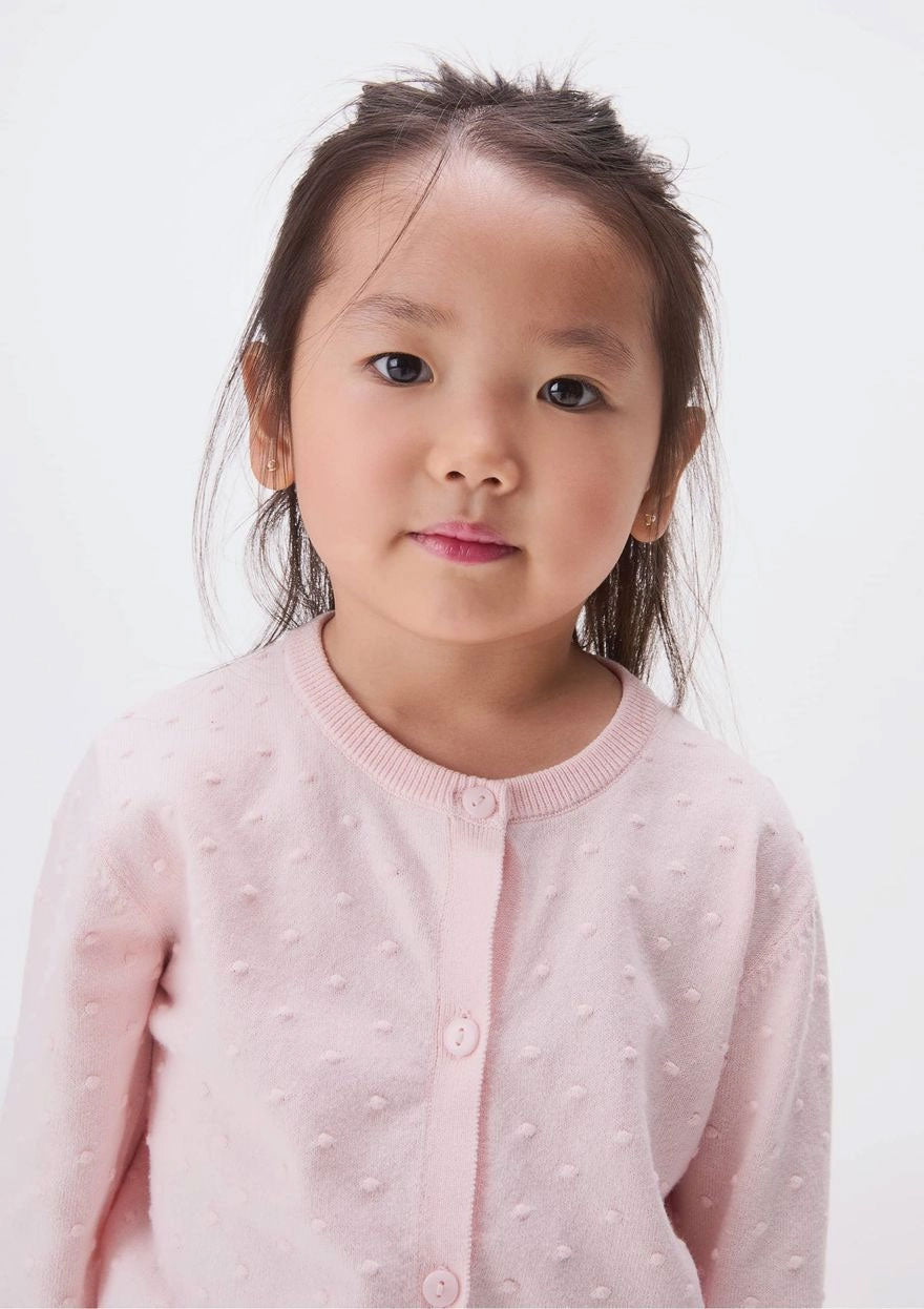 Cardigan Manga Longa Tricot Rosa Hering Infantil – Feminino