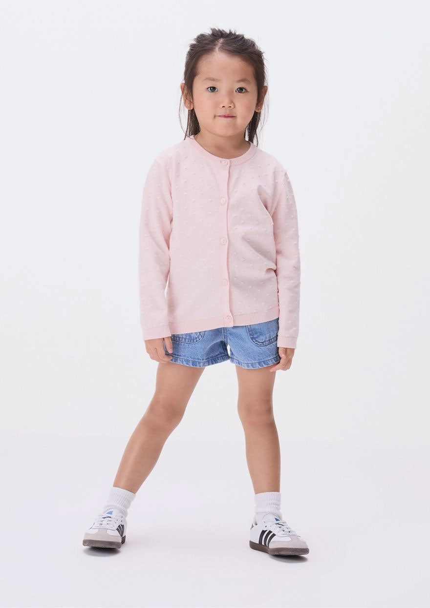 Cardigan Manga Longa Tricot Rosa Hering Infantil – Feminino