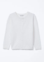 Cardigan em Tricot Ponto Diferenciado Off White Hering Infantil - Feminino