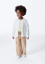 Cardigan em Tricot Ponto Diferenciado Off White Hering Infantil - Feminino