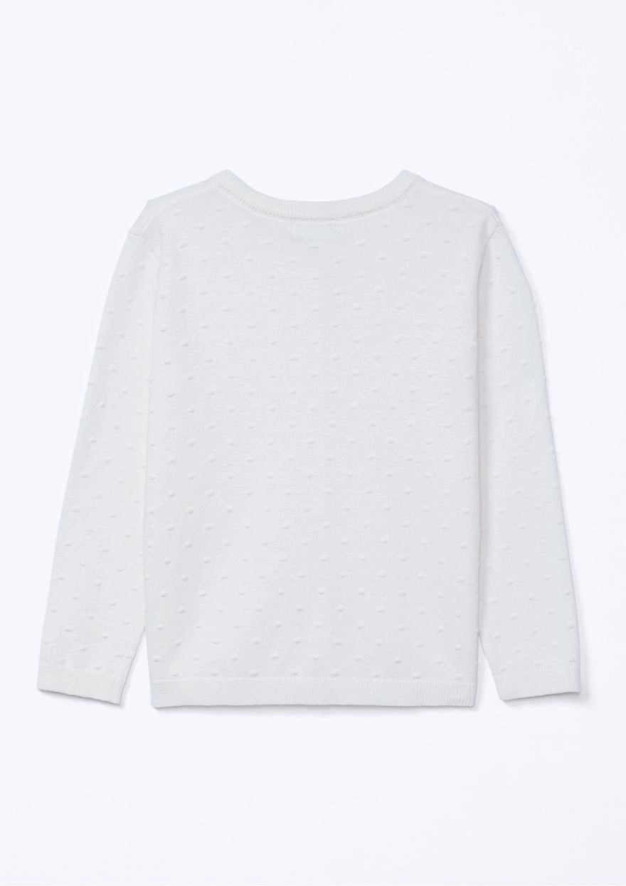 Cardigan em Tricot Ponto Diferenciado Off White Hering Infantil - Feminino
