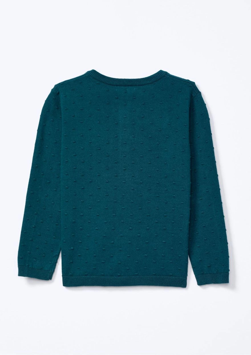 Cardigan em Tricot Ponto Diferenciado Verde Hering Infantil - Feminino