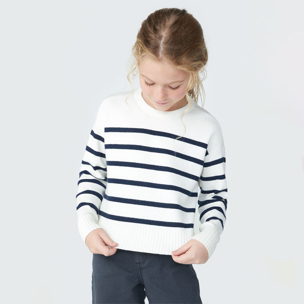 Blusão Manga Longa Tricot Listrado Branco Hering - Feminino