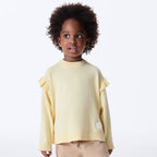 Blusa Tricot Bordada com Babados Amarela Hering Infantil - Feminina