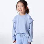 Blusa Tricot Bordada com Babados Azul Hering Infantil - Feminina
