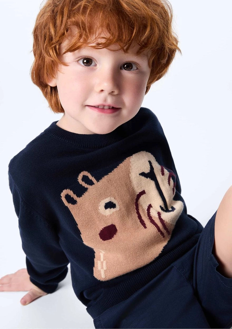 Blusão de Tricot Jacquard Capivara Marinho Hering - Masculina