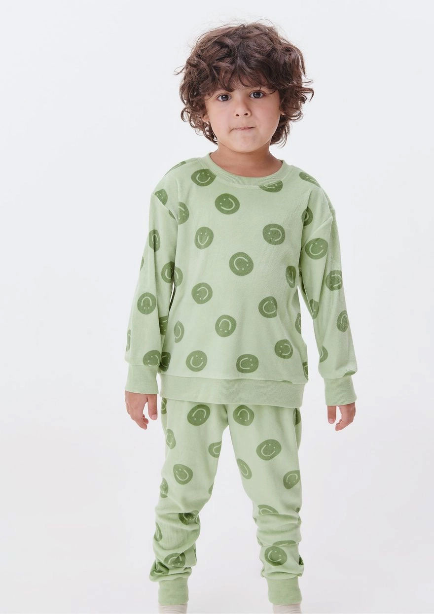 Pijama Manga Longa Plush Smile Verde Hering Infantil - Masculino