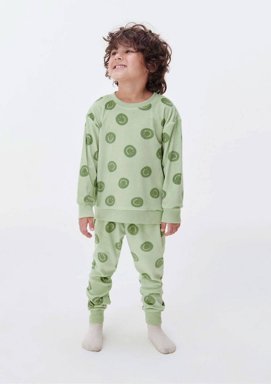 Pijama Manga Longa Plush Smile Verde Hering - Masculino