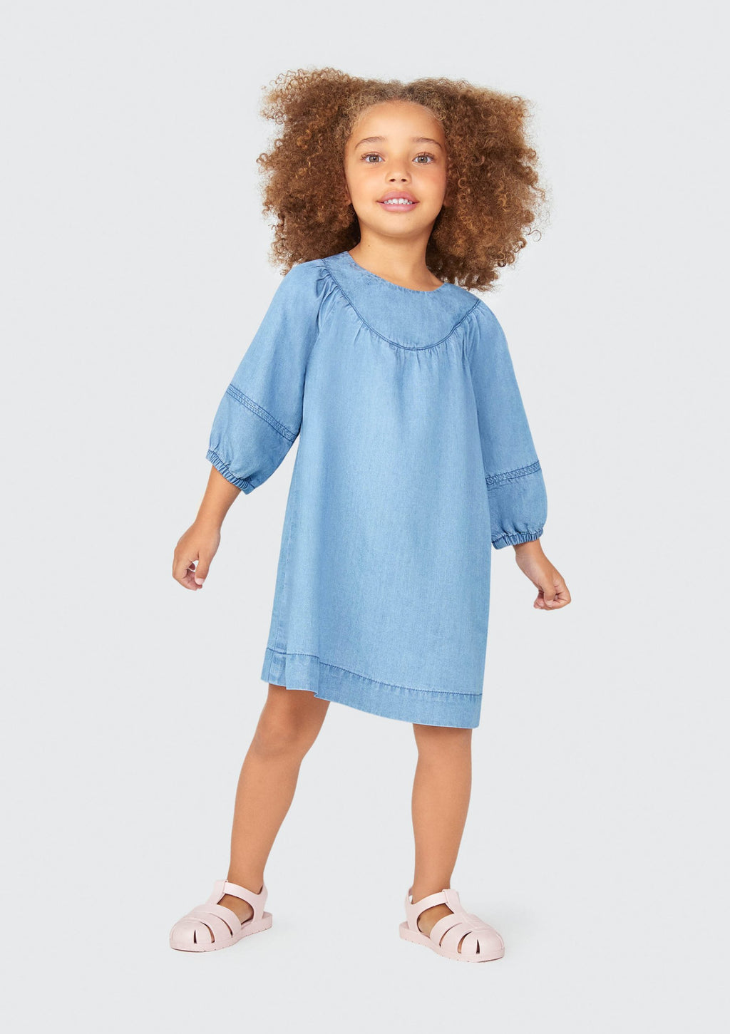 Vestido Jeans Manga Longa com Elástico nos Punhos Hering Infantil - Feminino