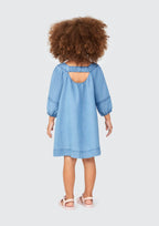 Vestido Jeans Manga Longa com Elástico nos Punhos Hering Infantil - Feminino