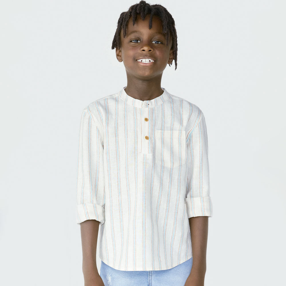 Camisa Bata Listrada Hering Infantil - Masculina