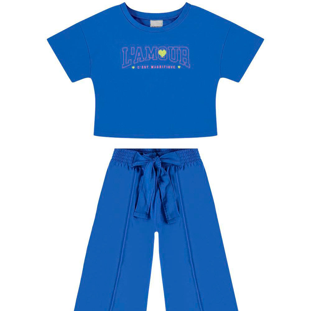 Conjunto Camiseta Manga Curta e Calça Malwee L'Amour Feminino - Azul