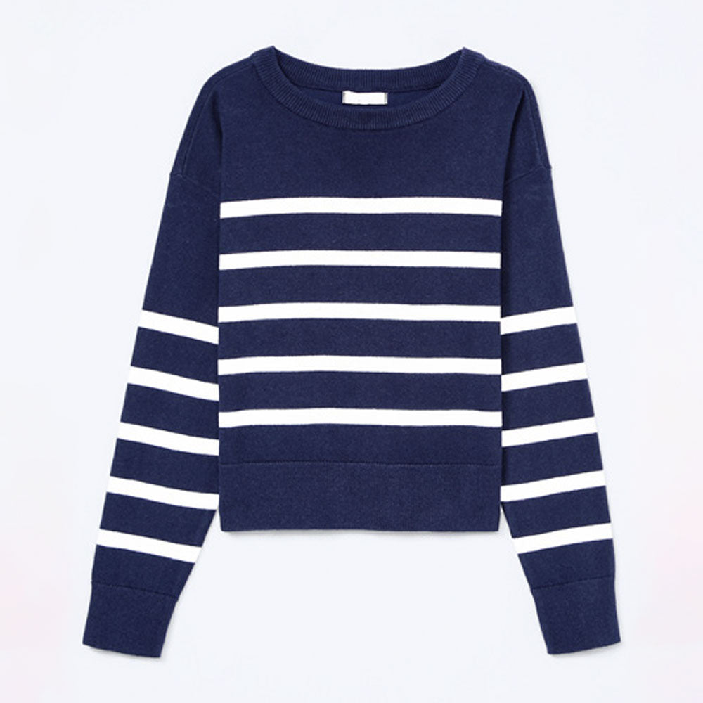 Blusa em Tricot Listrado Marinho Hering Infantil - Feminina