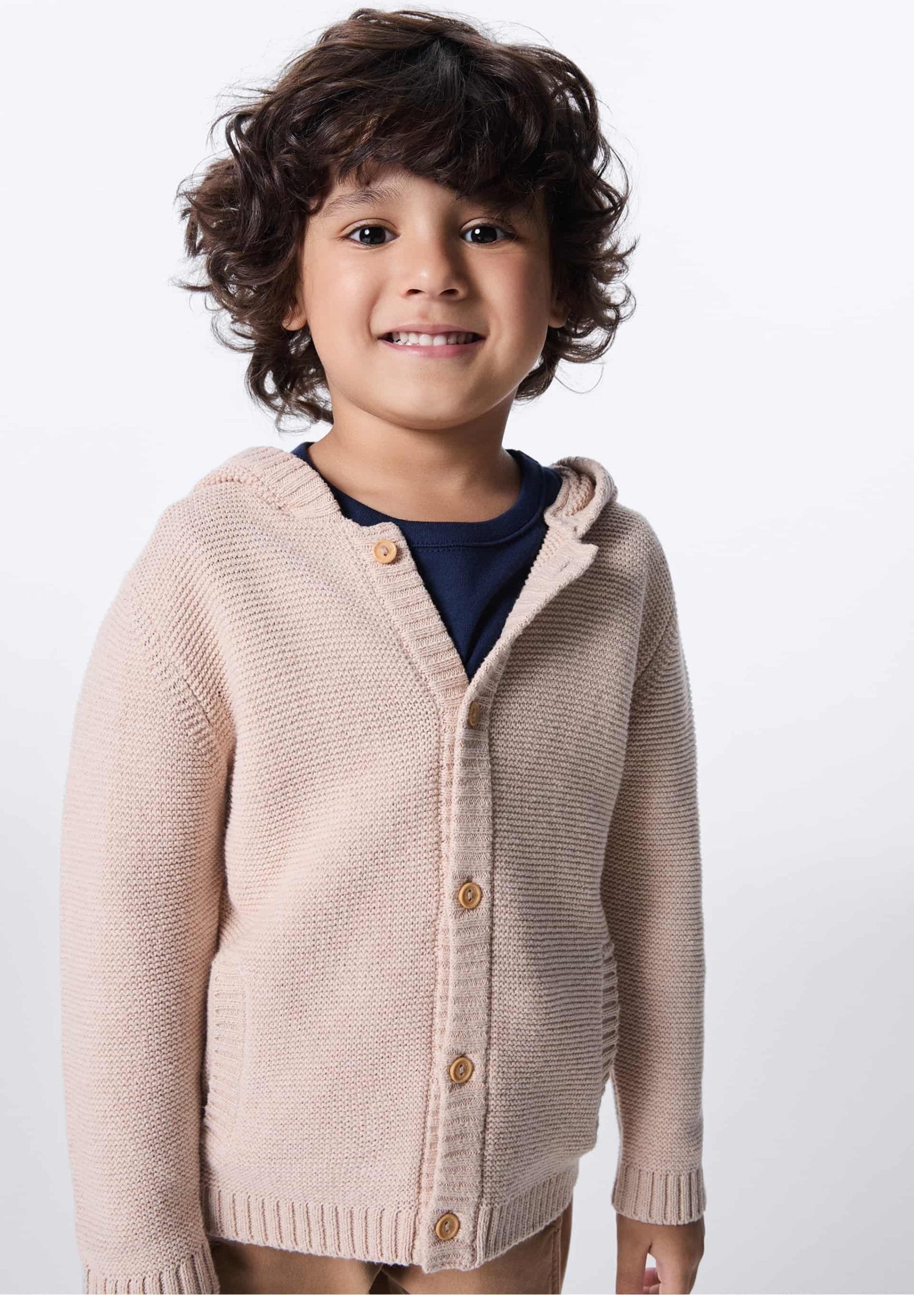 Cardigan Tricot com Botões Bege Hering Infantil - Masculino