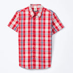 Camisa Manga Curta Hering Infantil Tricoline Xadrez Unissex - Vermelho