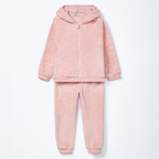 Conjunto em Fleece Peluciado com Orelhinhas no Capuz Rosa Hering - Feminino