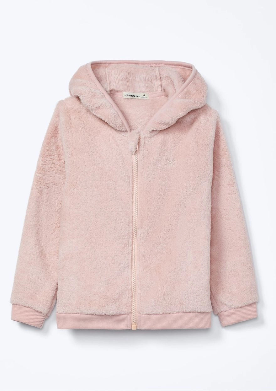 Conjunto em Fleece Peluciado com Orelhinhas no Capuz Rosa Hering - Feminino
