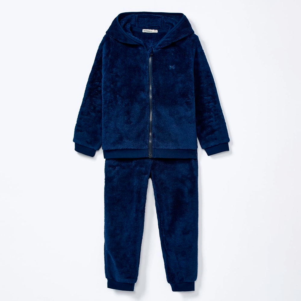 Conjunto em Fleece Peluciado com Orelhinhas no Capuz Marinho Hering Bebê - Masculino