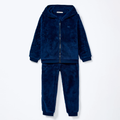 Conjunto em Fleece Peluciado com Orelhinhas no Capuz Marinho Hering Bebê - Masculino