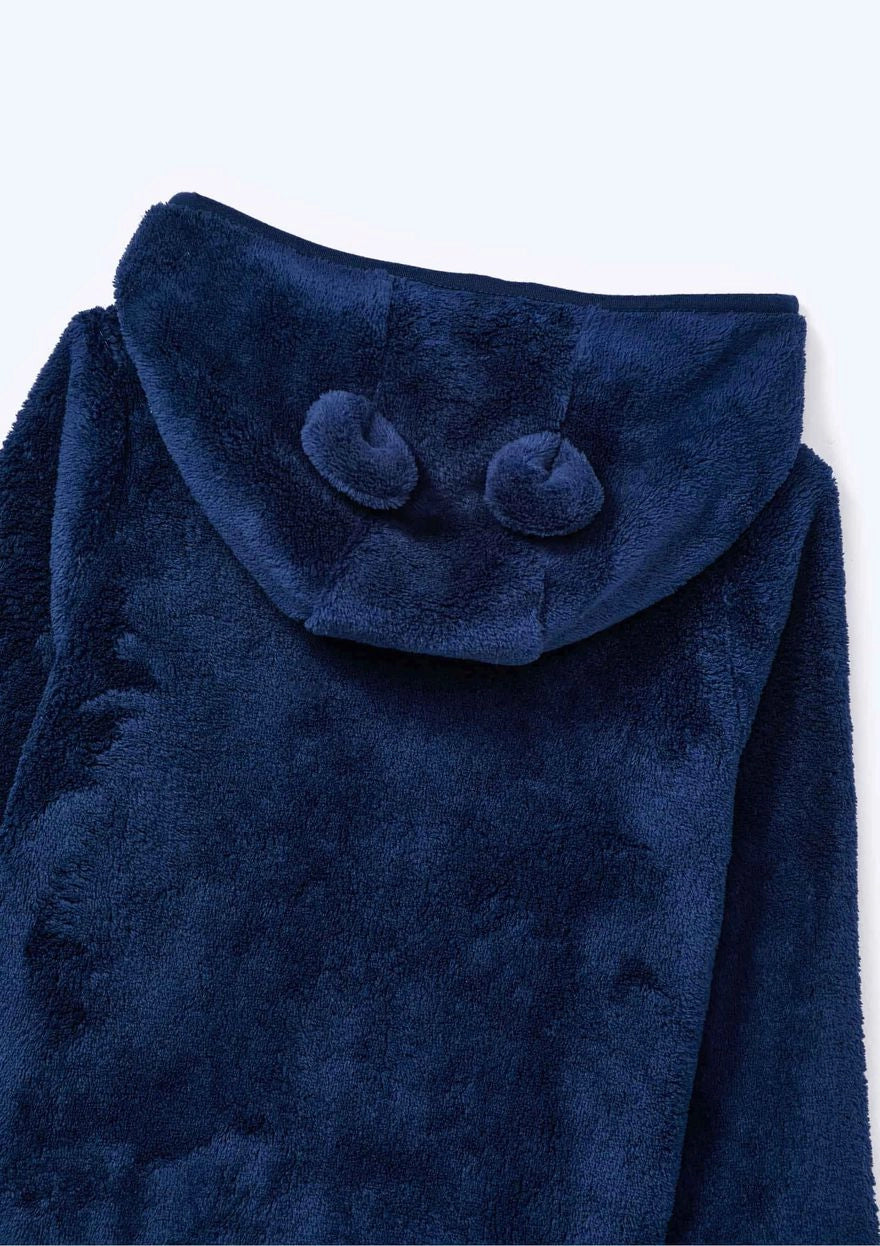 Conjunto em Fleece Peluciado com Orelhinhas no Capuz Marinho Hering - Masculino