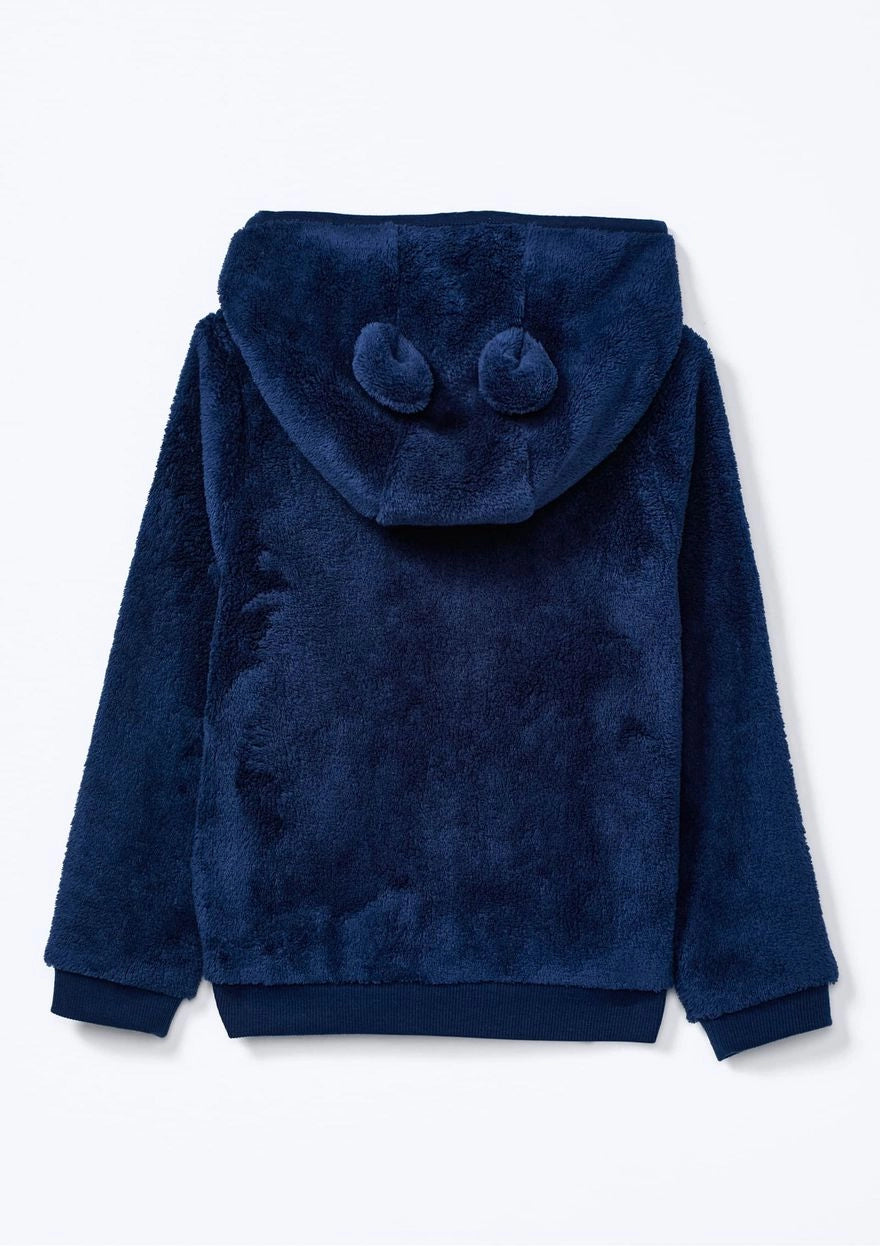 Conjunto em Fleece Peluciado com Orelhinhas no Capuz Marinho Hering - Masculino