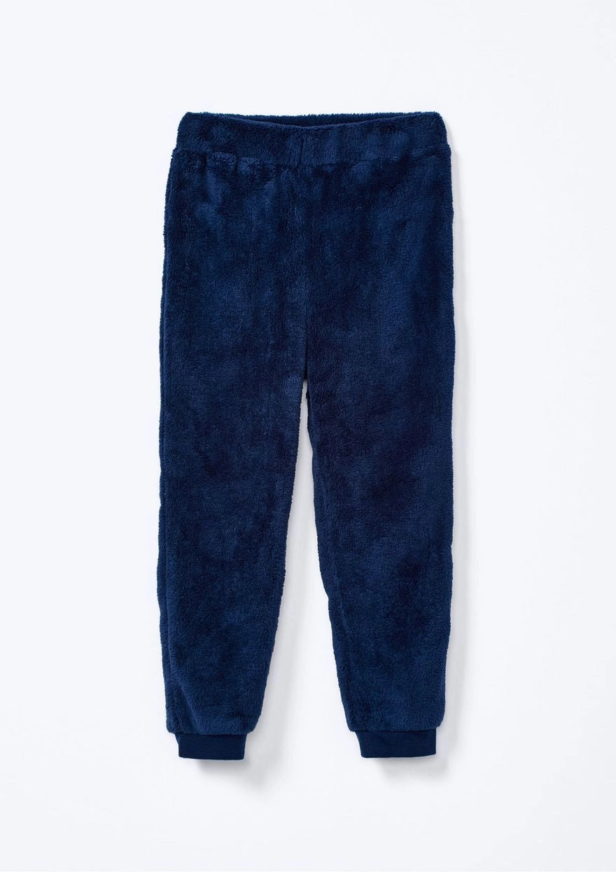 Conjunto em Fleece Peluciado com Orelhinhas no Capuz Marinho Hering - Masculino