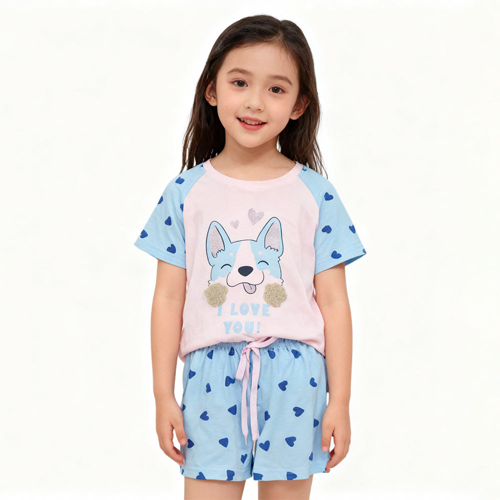 Pijama Manga Curta I Love You Rosa Feminino - Magiamix