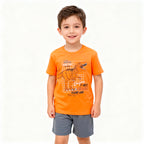 Pijama Manga Curta T-Rex Laranja Masculino - Magiamix
