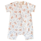 Macacão Manga Curta Estampado Abertura em Zíper Suedine Masculino - Urso Provençal