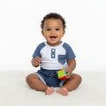 Conjunto Body Manga Curta e Bermuda Mescla Baby Jeans Masculino