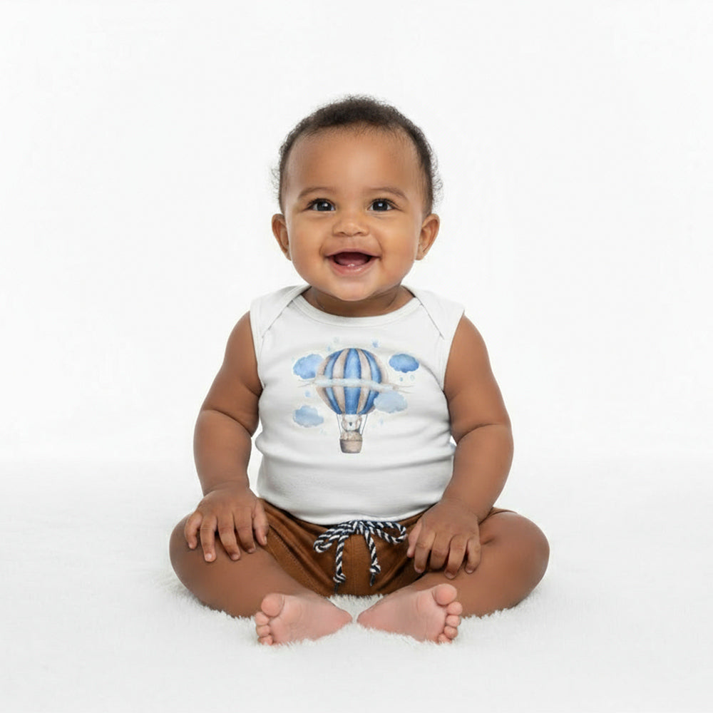Conjunto Body Regata e Bermuda Mescla Baby Balão Masculino