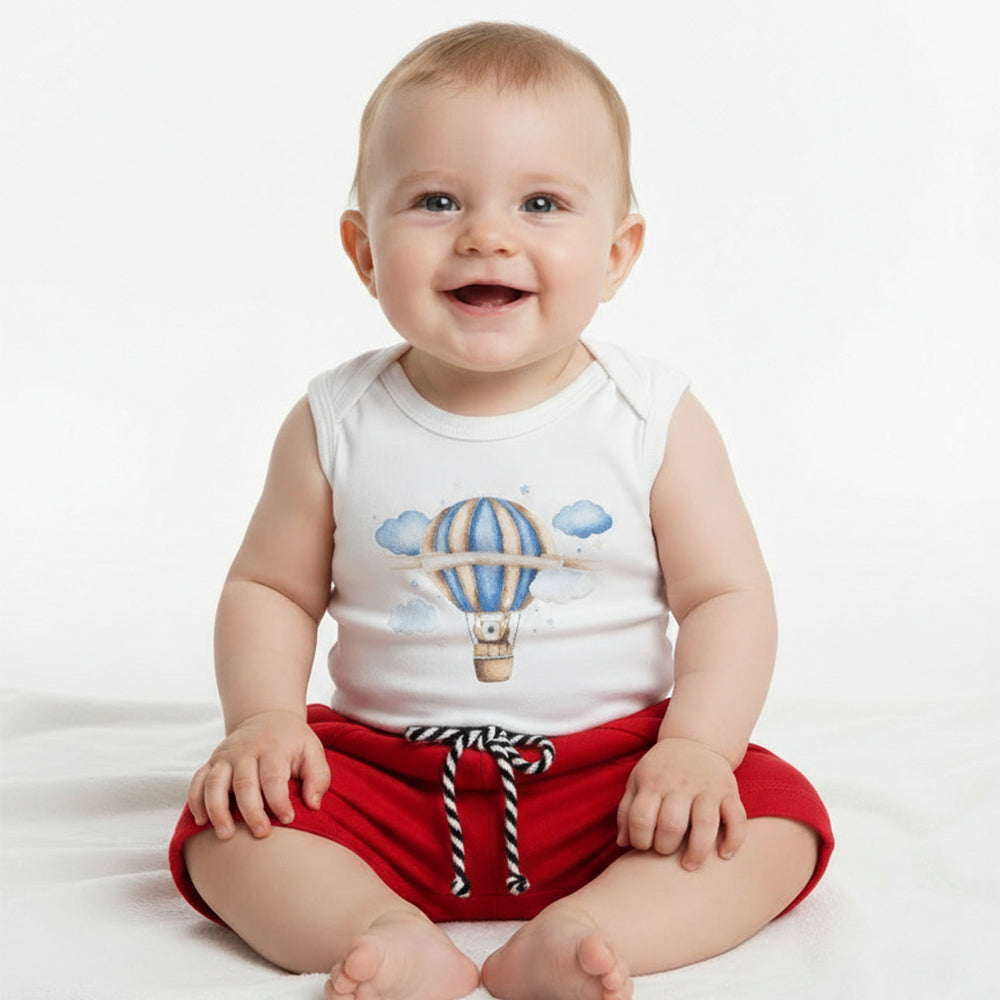 Conjunto Body Regata e Bermuda Mescla Baby Balão Masculino