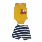 Conjunto Body Regata e Bermuda Mescla Baby Caranguejo Masculino