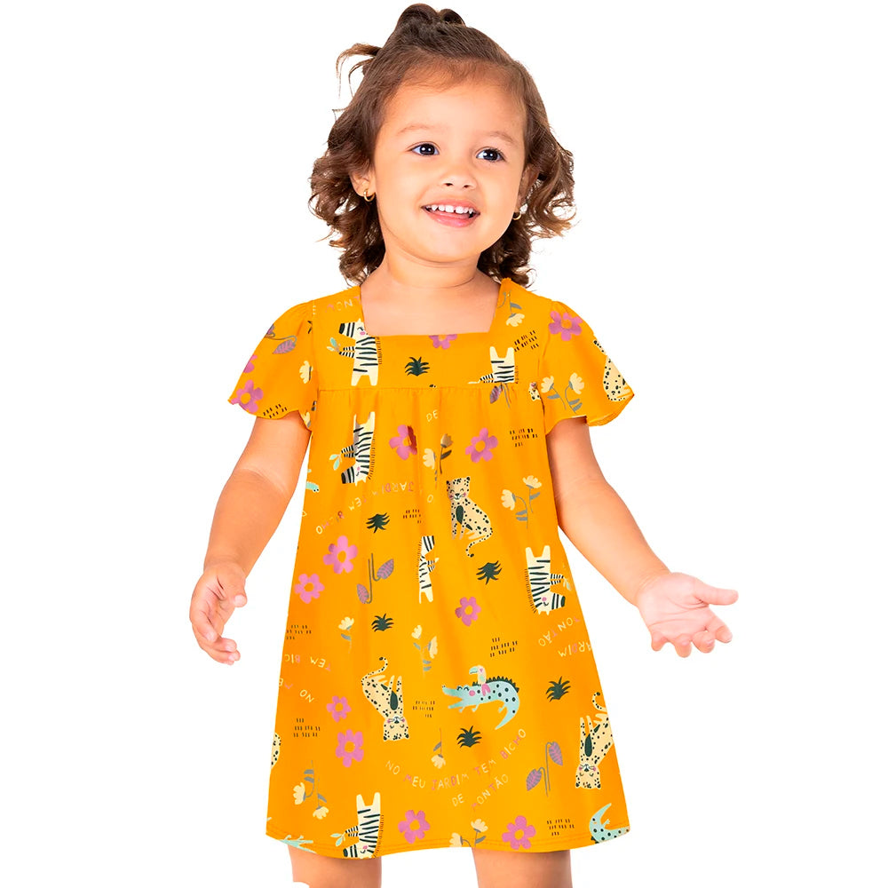 Vestido Regata Malwee Meu Jardim Tem Bicho De Montão Feminino - Amarelo
