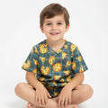 Pijama Cara De Criança Estampa de Pizza Masculino - Verde/Branco