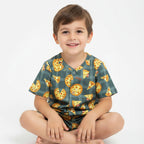 Pijama Cara De Criança Estampa de Pizza Masculino - Verde/Branco