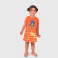 Vestido Manga Curta Malwee Princesa Do Mar Feminino - Laranja