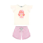 Conjunto Camiseta Manga Curta e Shorts Malwee Have a Sweet Day Feminino - Bege