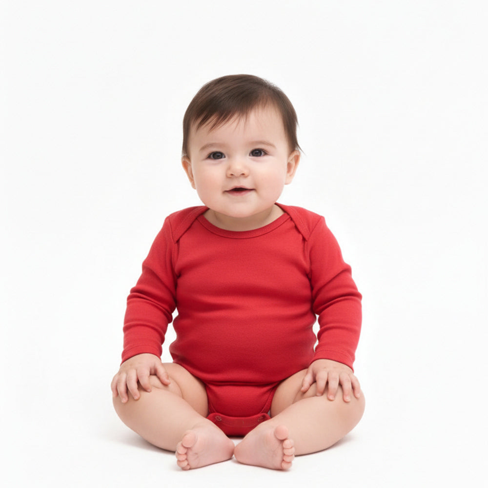 Body Manga Longa Liso Taita 100% Algodão - Vermelho Queimado