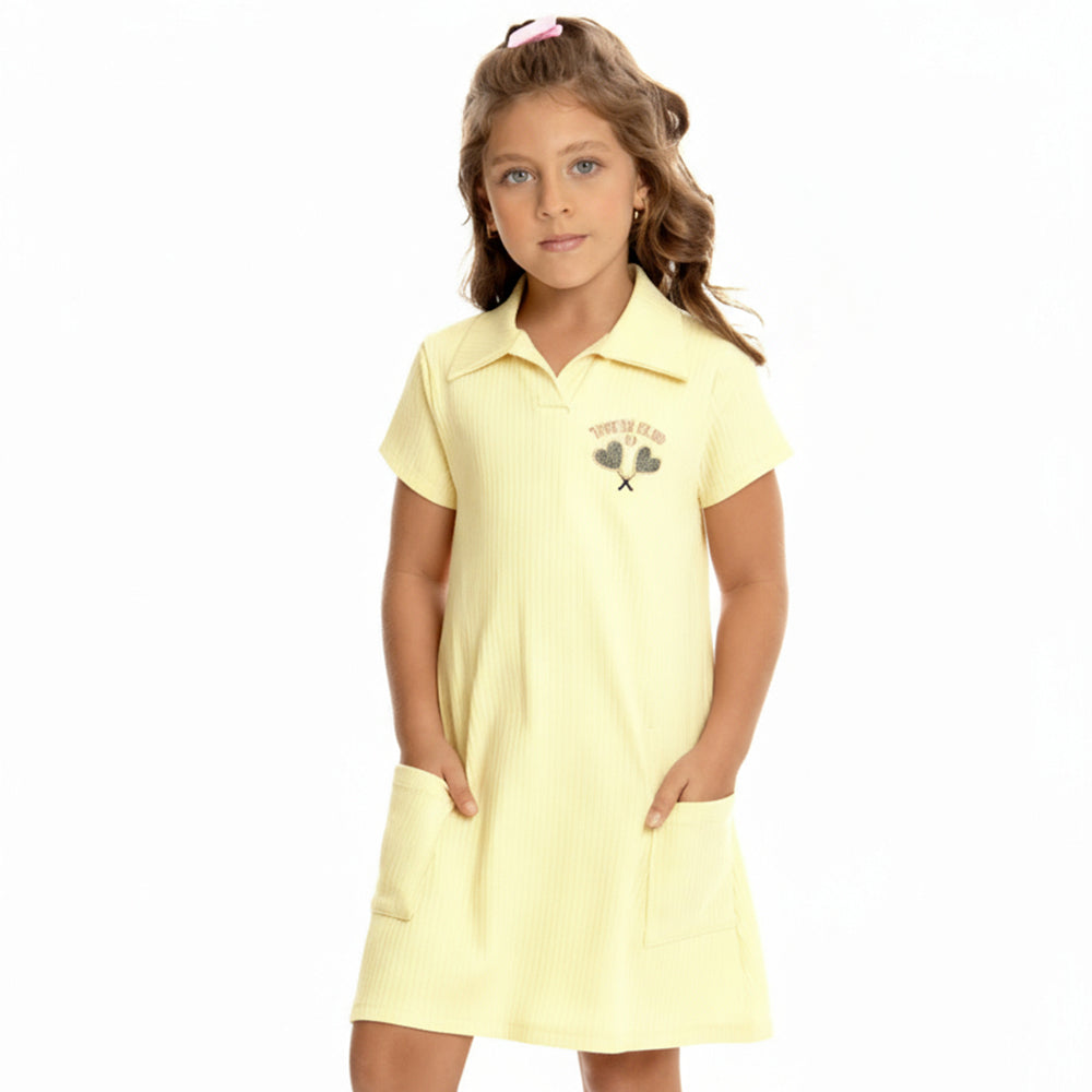 Vestido Manga Curta By Gus Tennis Club Feminino - Amarelo