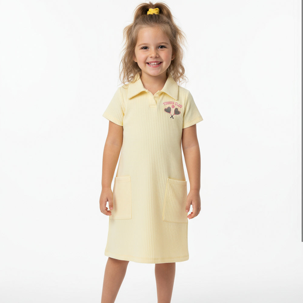 Vestido Manga Curta By Gus Tennis Club Feminino - Amarelo