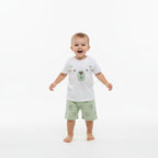 Pijama Cara De Sono Estampa de Urso Masculino - Verde/Branco